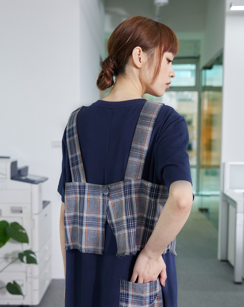 格紋背心兩件式造型洋裝