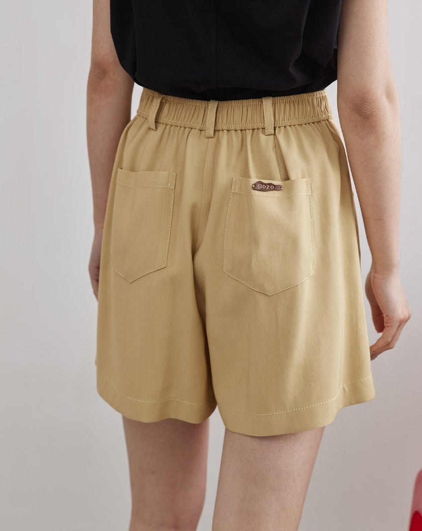 ➤斜紋打褶小直筒短褲(兩色)