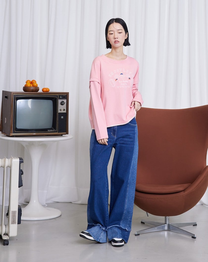 養生蔬菜園毛線邊長袖T恤(兩色)