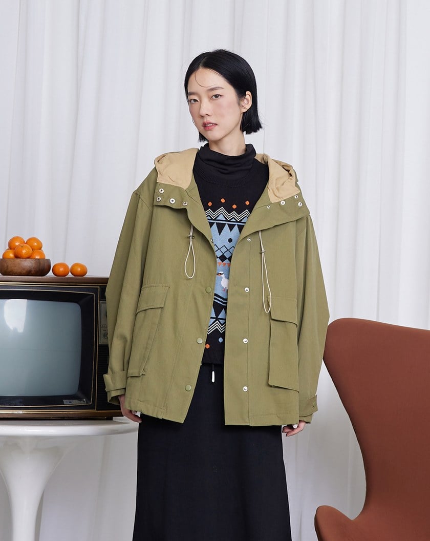 ◢兩件式絨毛背心連帽夾克(兩色)