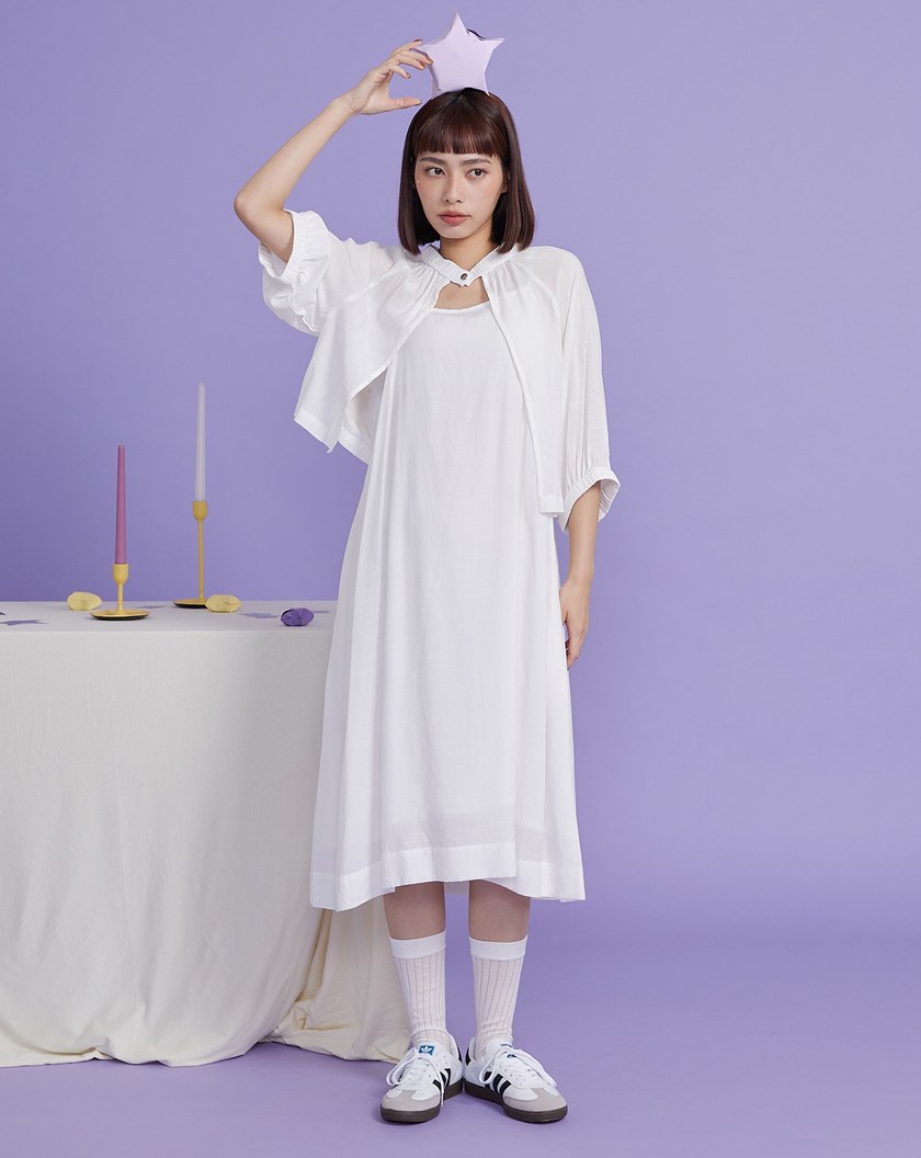 兩件式罩衫細肩帶洋裝(兩色)