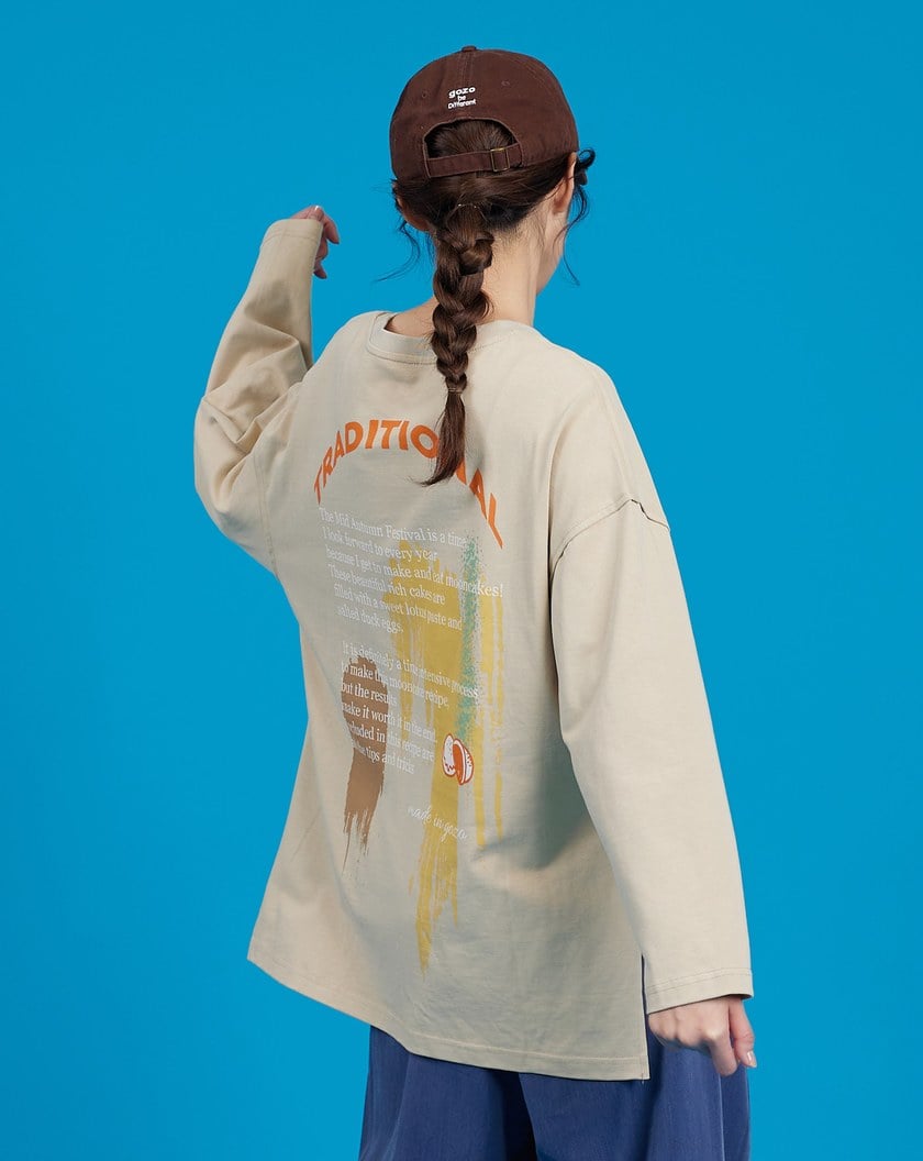 傳統蛋糕做法噴印印花大學T(兩色)