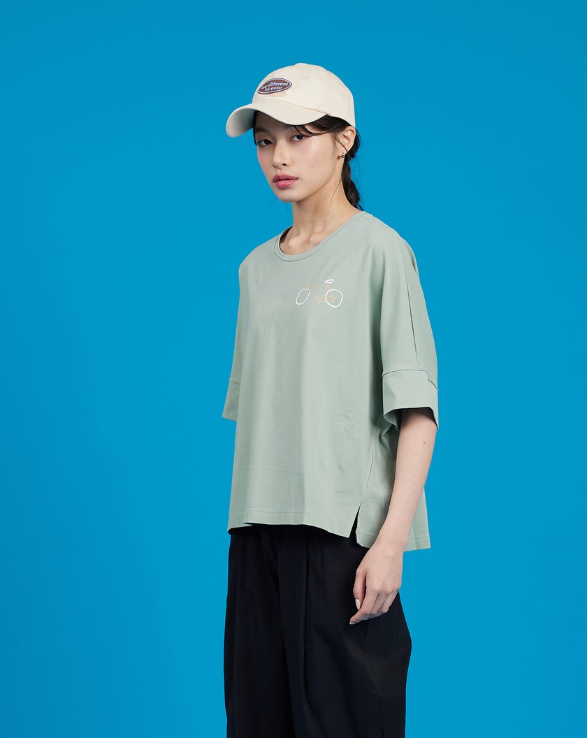 ➤單車小開岔連袖T恤(兩色)