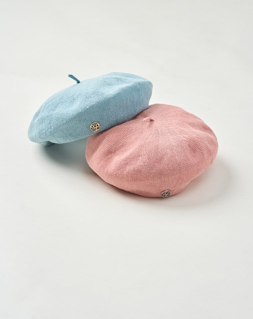 金屬標亞麻貝雷帽(三色)