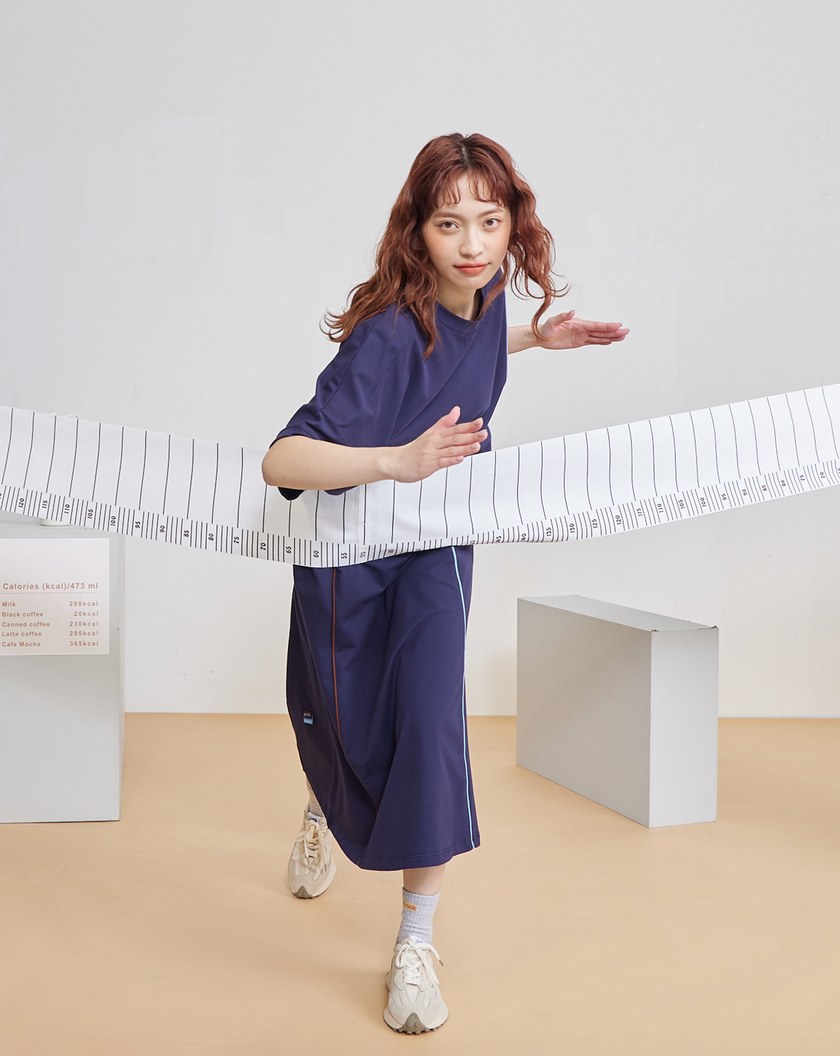 運動風配色邊彈性針織裙(兩色)