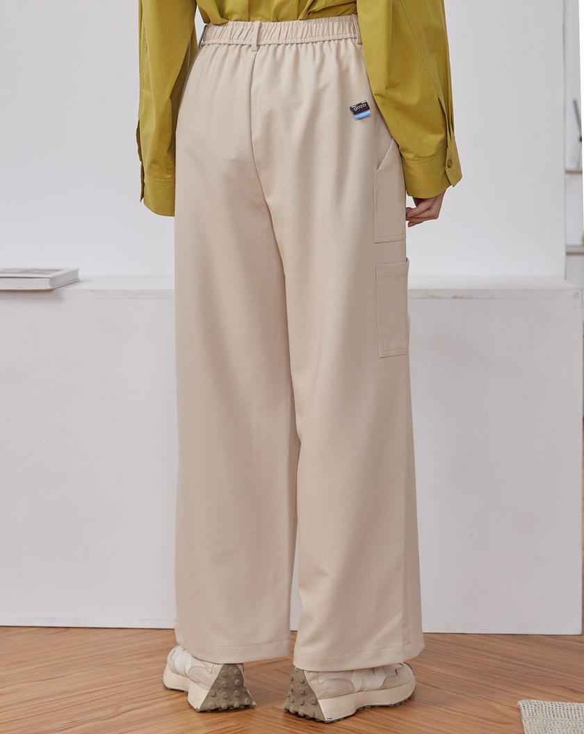 彈性口袋直筒工裝褲(兩色)