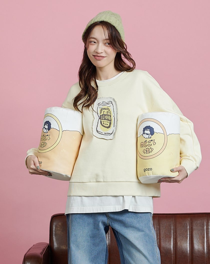 台台啤酒毛衣織片大學T(兩色)