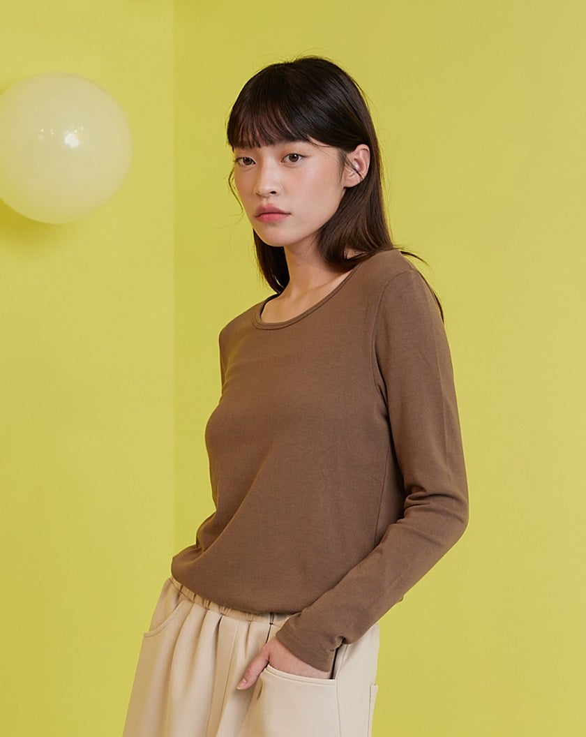 HOT發熱圓領長袖上衣(五色)