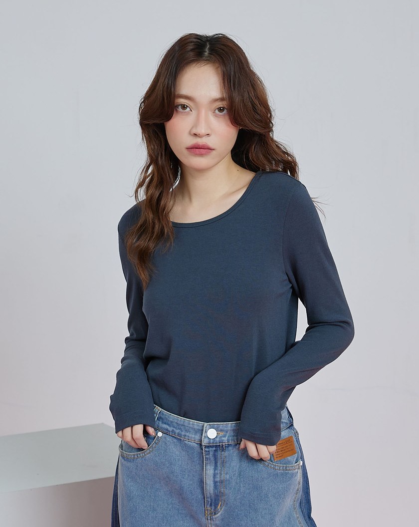 HOT發熱圓領長袖上衣(五色)