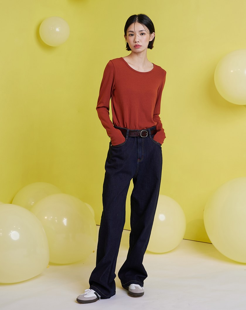 ◢HOT柔軟發熱圓領長袖上衣(兩色)