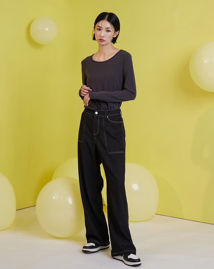 ◢HOT柔軟發熱圓領長袖上衣(兩色)