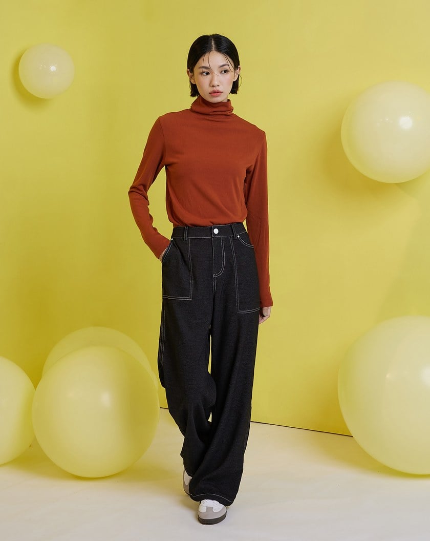 ◢HOT柔軟發熱高領長袖上衣(兩色)