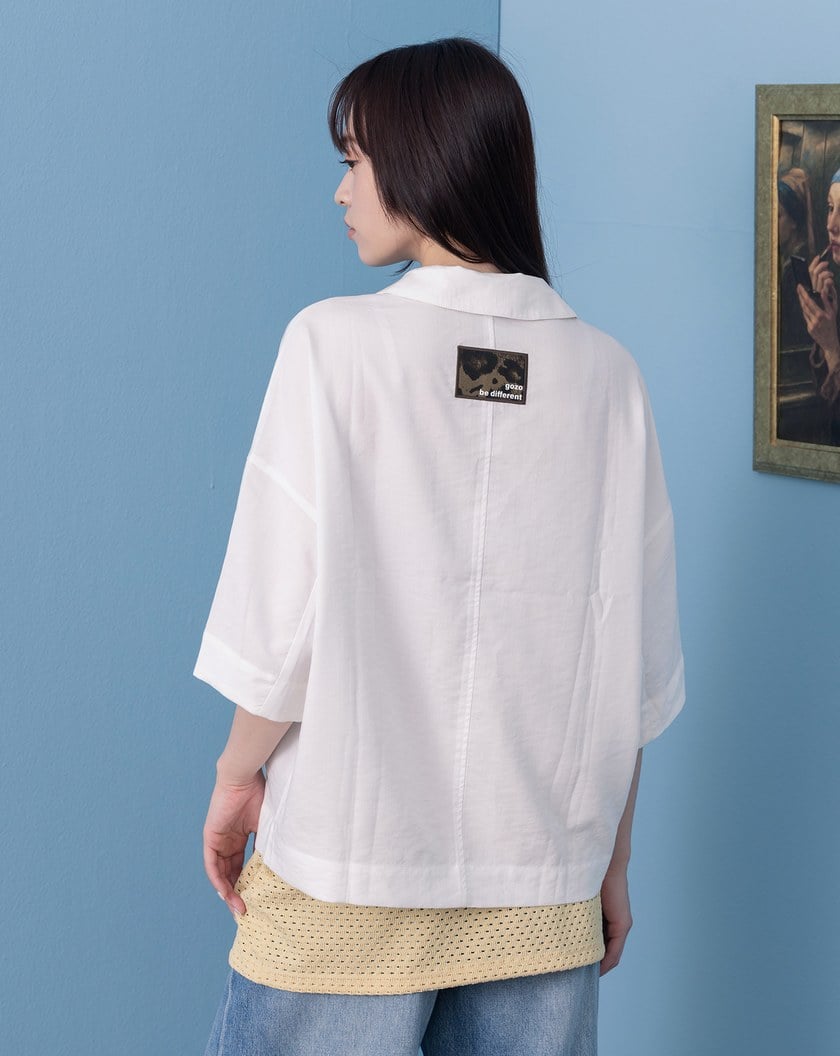 曖昧英文字氣球立體短袖襯衫(兩色)