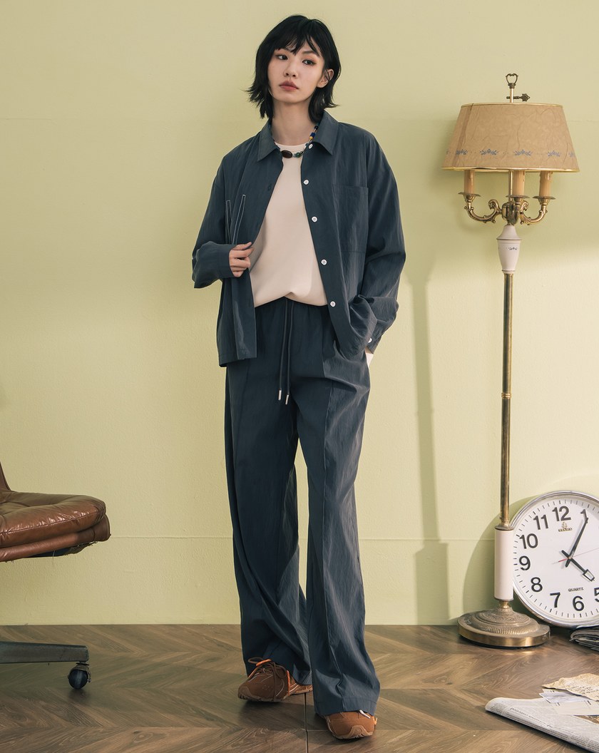 涼感天絲配色口袋造型壓線襯衫(兩色)