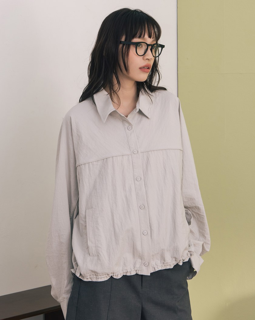 造型調節下擺抽繩寬版襯衫外套(兩色)