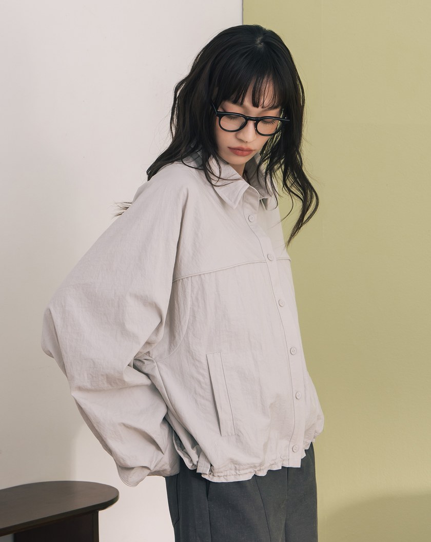 造型調節下擺抽繩寬版襯衫外套(兩色)