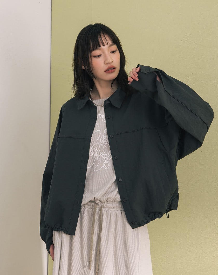 造型調節下擺抽繩寬版襯衫外套(兩色)