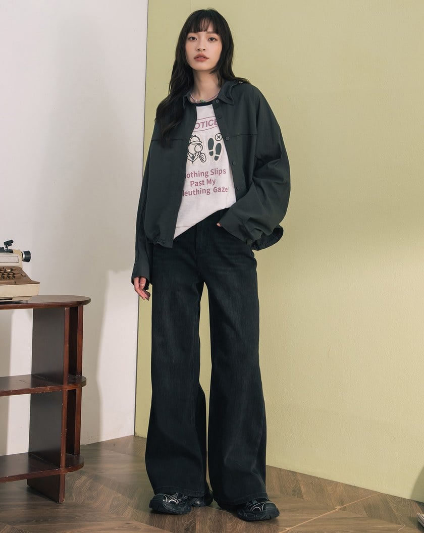 造型調節下擺抽繩寬版襯衫外套(兩色)