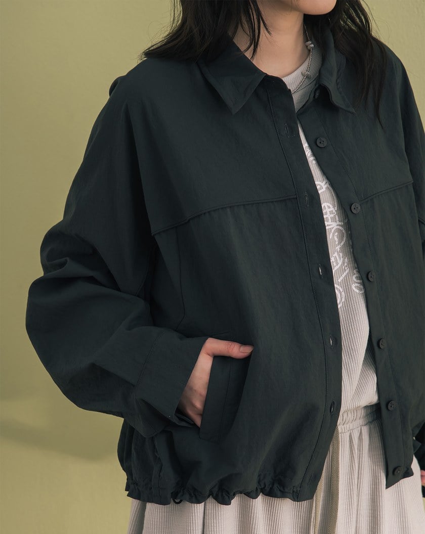 造型調節下擺抽繩寬版襯衫外套(兩色)