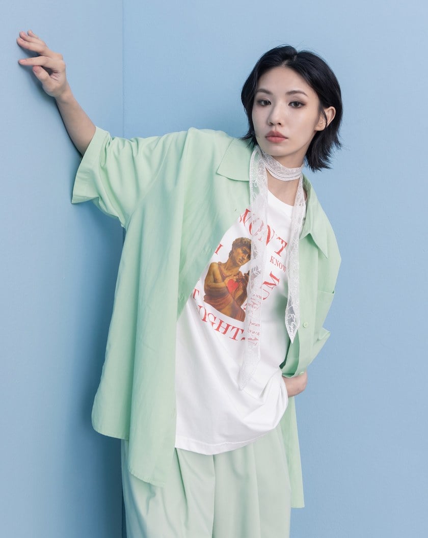 A｜涼感天絲大落肩短袖襯衫(兩色)