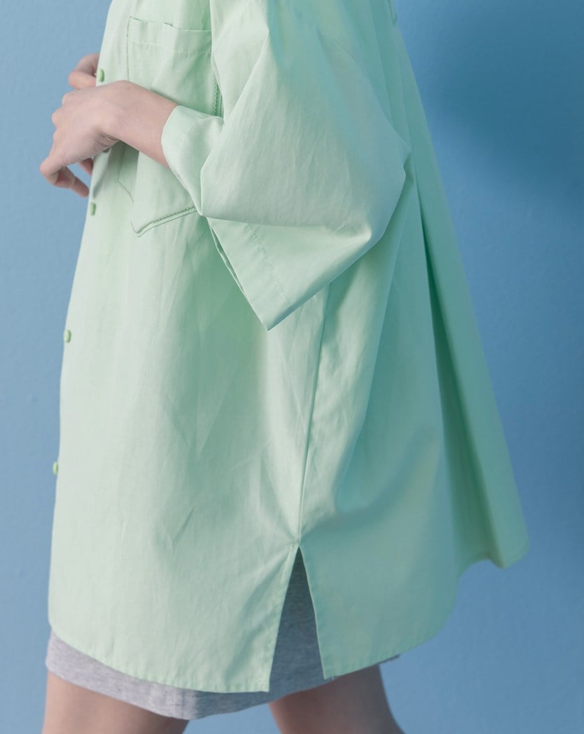 A｜涼感天絲大落肩短袖襯衫(兩色)