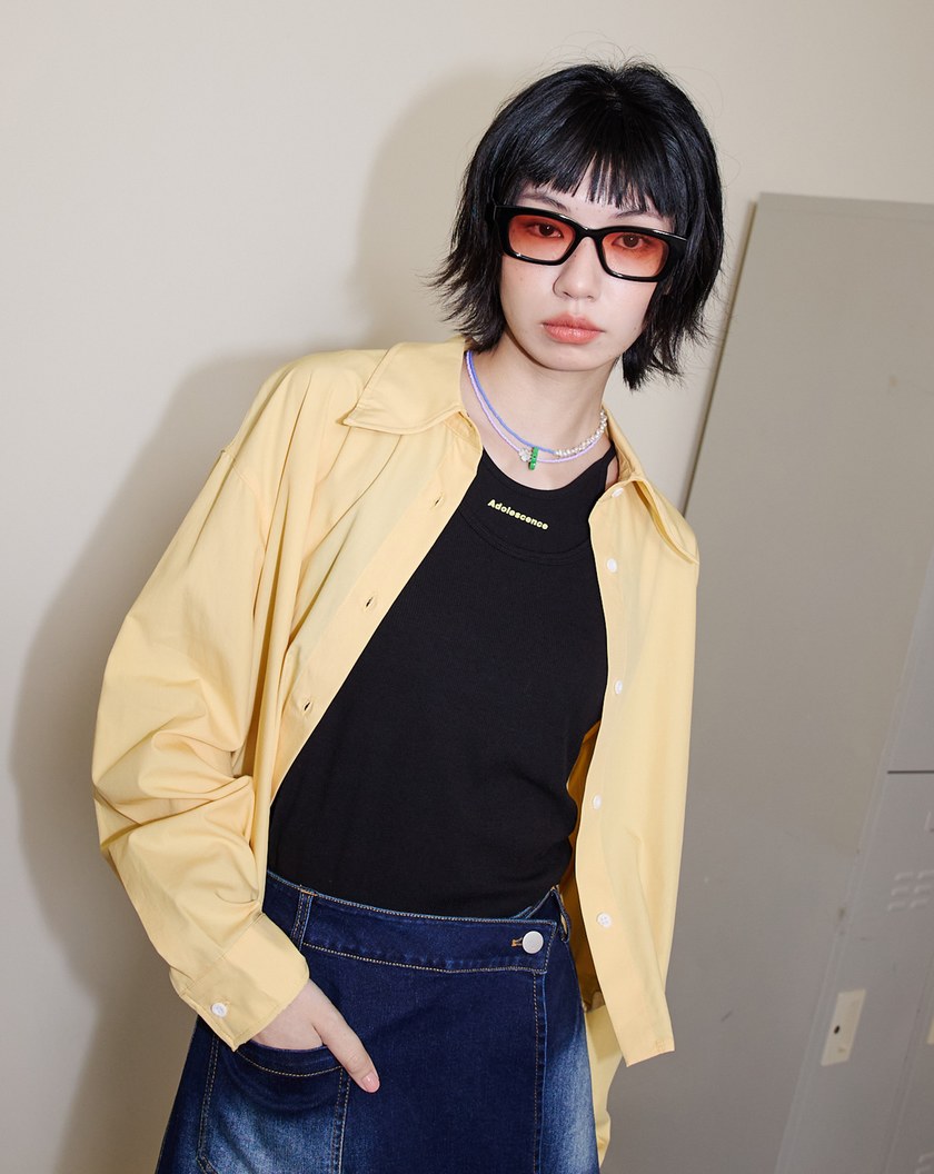 A｜涼感天絲造型調節短版襯衫(兩色)