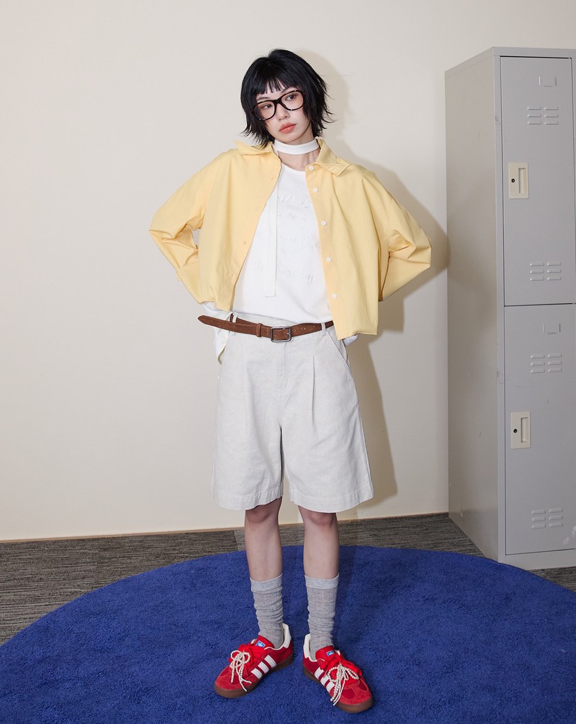 A｜涼感天絲造型調節短版襯衫(兩色)