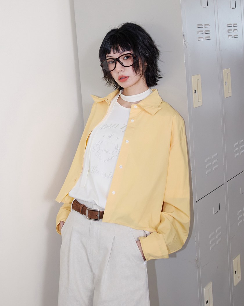 A｜涼感天絲造型調節短版襯衫(兩色)