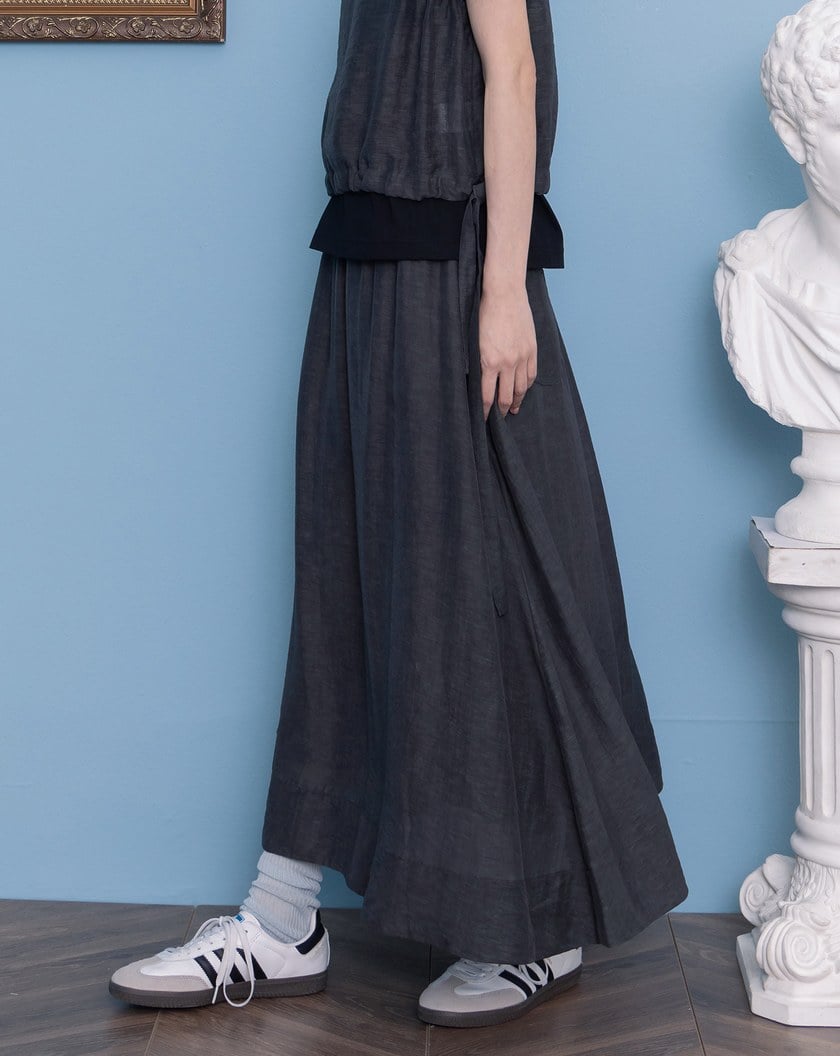 涼感天絲微透感鬆緊圓裙(兩色)