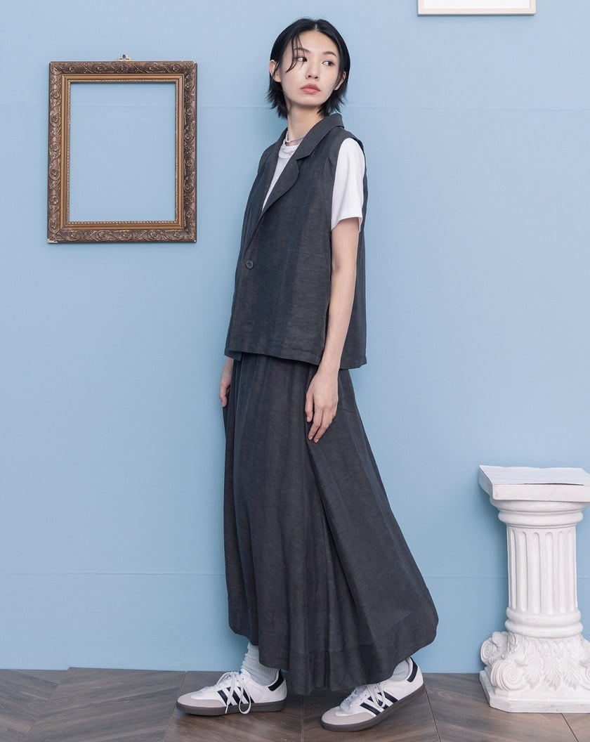 涼感天絲微透感鬆緊圓裙(兩色)