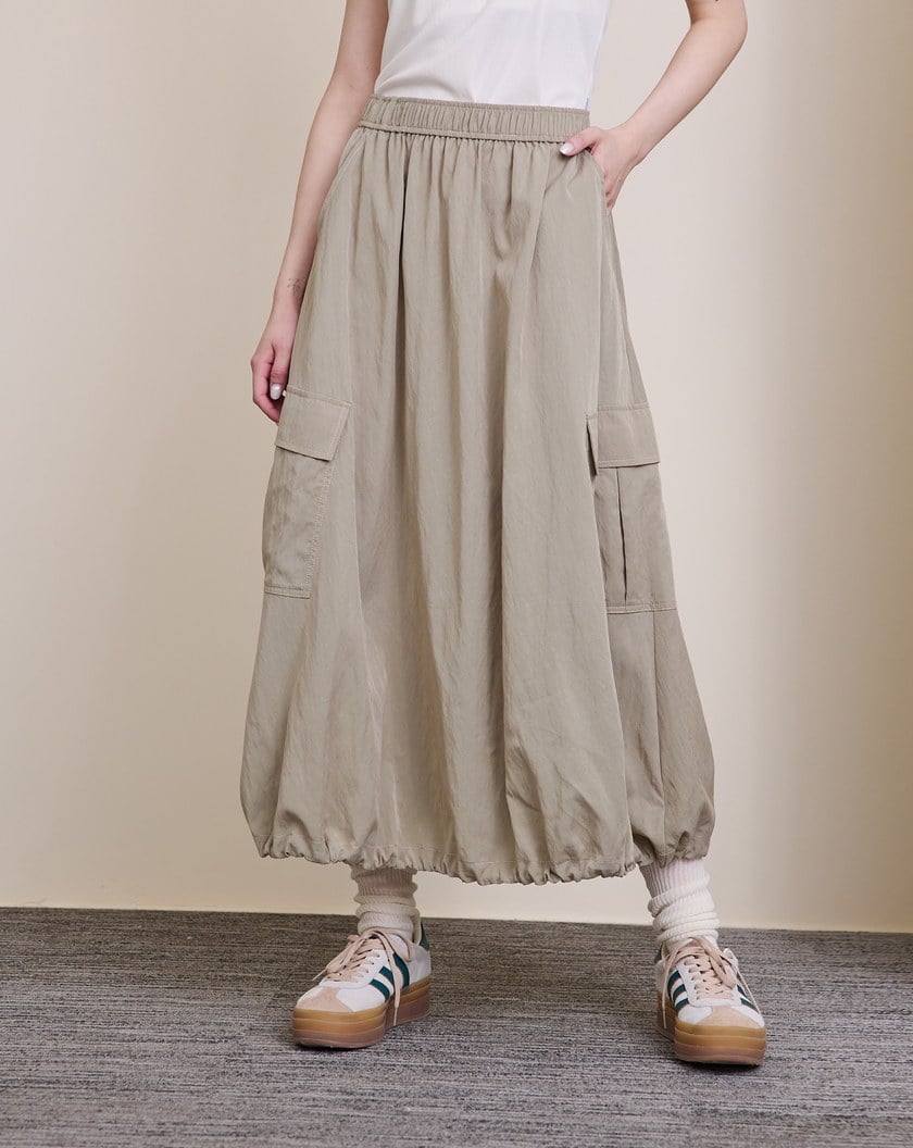 涼感天絲大口袋下擺可調節氣球裙(兩色)