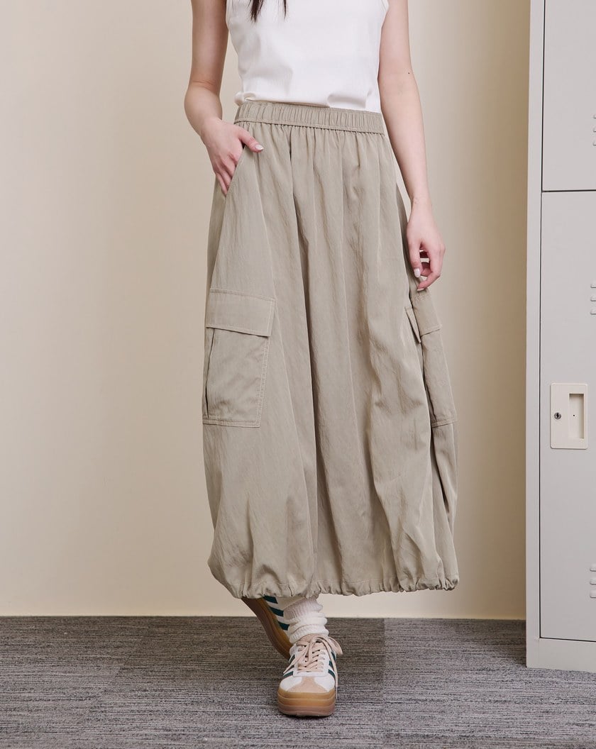 涼感天絲大口袋下擺可調節氣球裙(兩色)