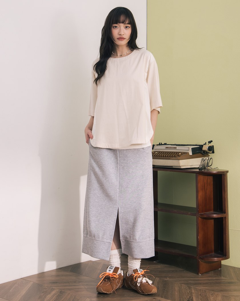 涼感天絲造型爬線直筒長裙(兩色)