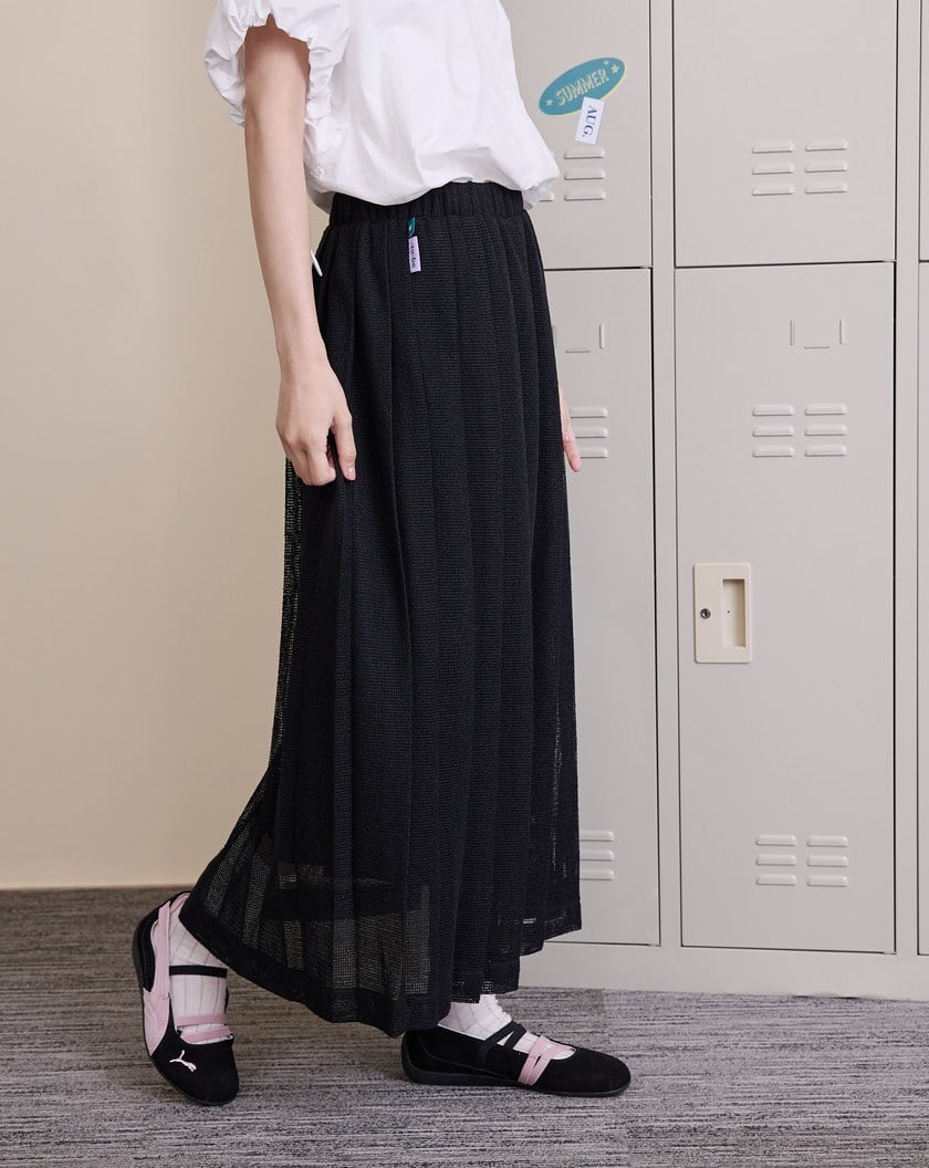 ➤網紗微透感鬆緊百褶裙(兩色)
