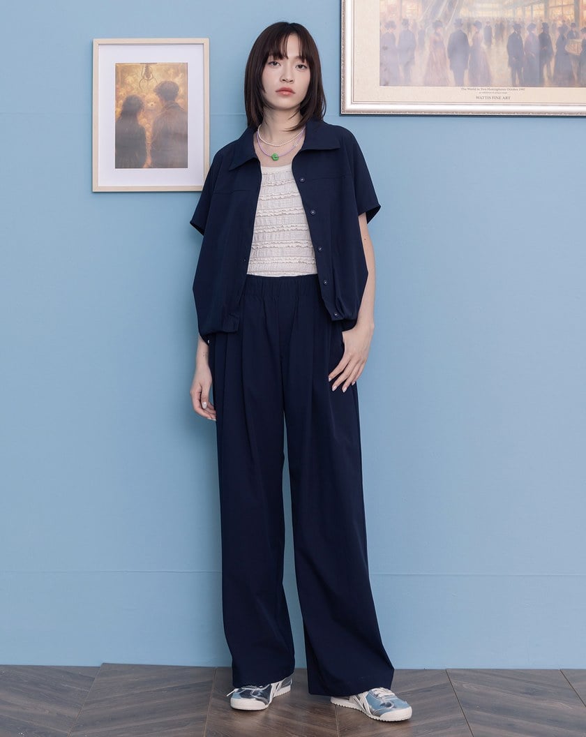 抗UV抗皺鬆緊涼感西裝褲(兩色)