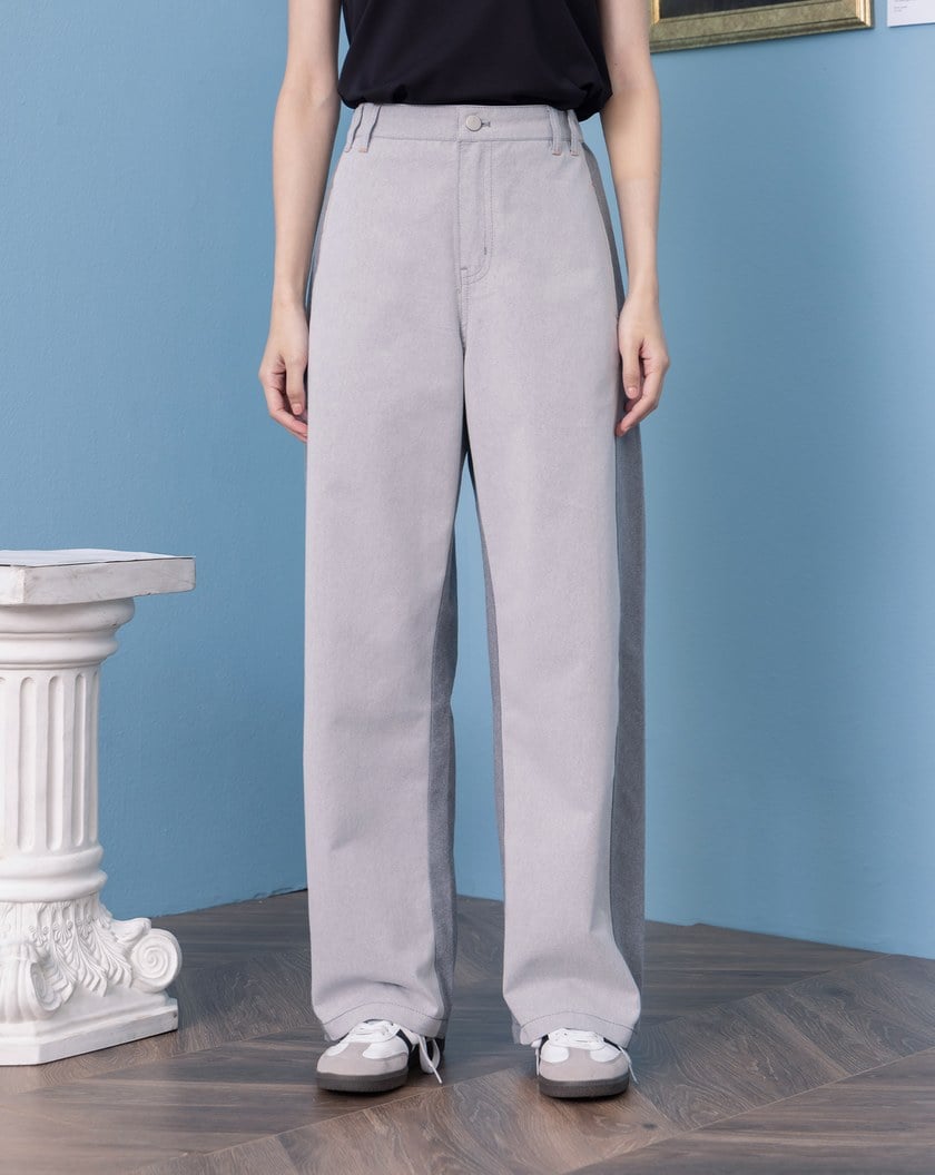 shadow顯瘦好比例仿牛仔直筒寬褲 (兩色)