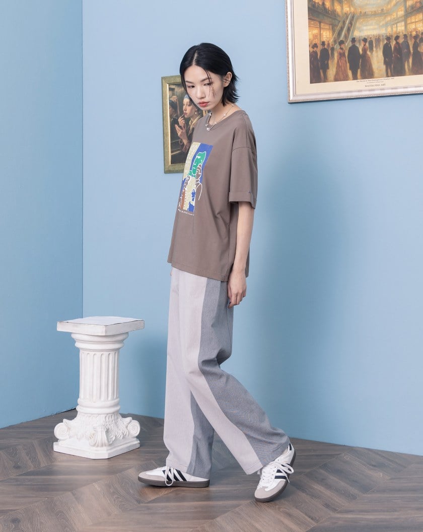 shadow顯瘦好比例仿牛仔直筒寬褲 (兩色)