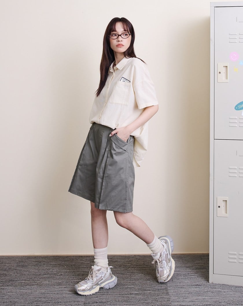 造型反折大口袋五分褲(兩色)