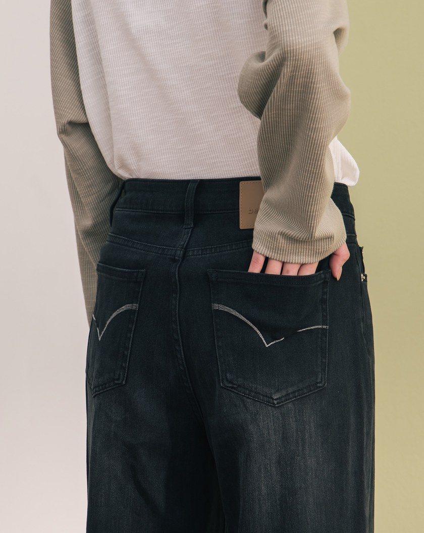 好比例纖長直牛仔直筒褲