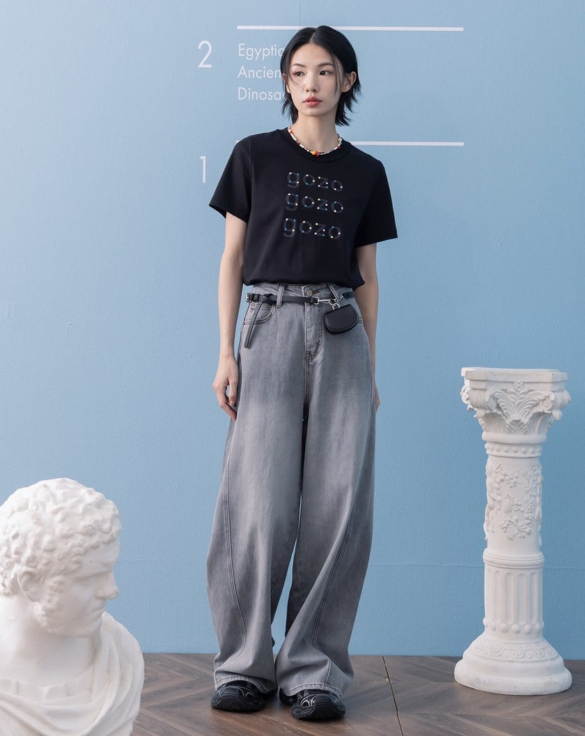 好比例水洗彈性彎刀牛仔褲(兩色)