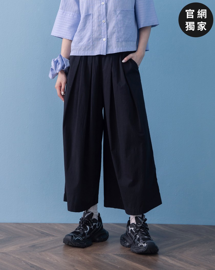 ➤顯瘦彈性八分寬褲(兩色)
