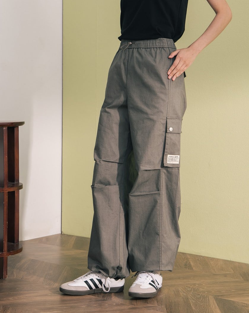 ➤立體工裝風大口袋抽繩寬褲