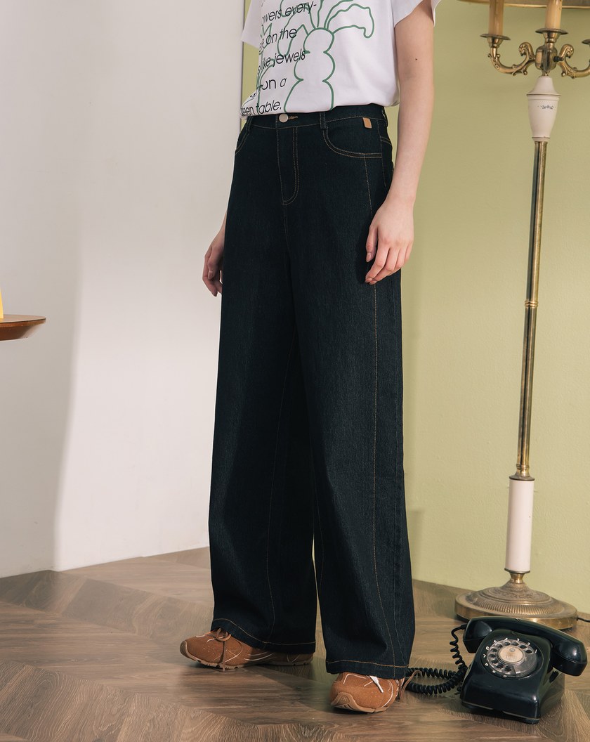 ➤好比例顯瘦剪接直筒牛仔褲(兩色)