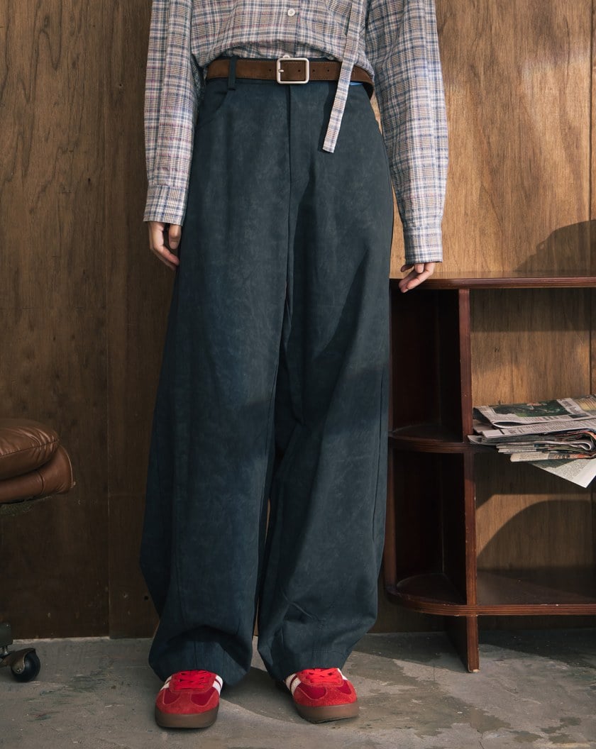 A｜顯瘦剪接水洗涼感廓型褲(兩色)