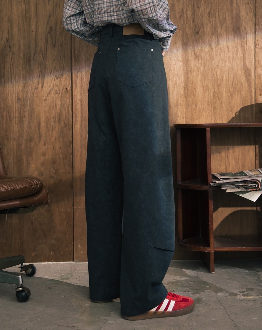 A|顯瘦剪接水洗涼感廓型褲(兩色)