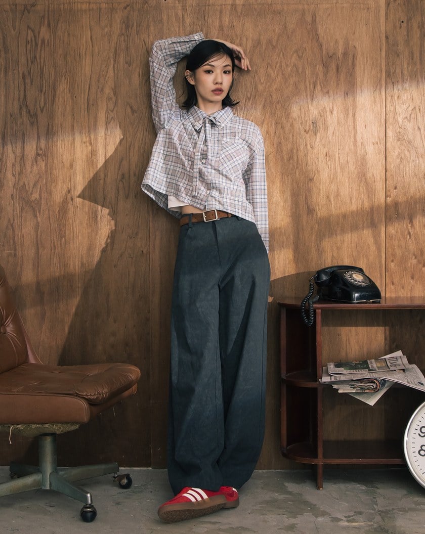 A|顯瘦剪接水洗涼感廓型褲(兩色)