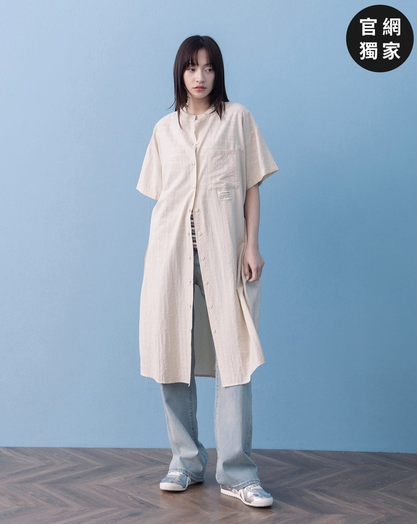 ➤開襟小立領直筒洋裝(兩色)