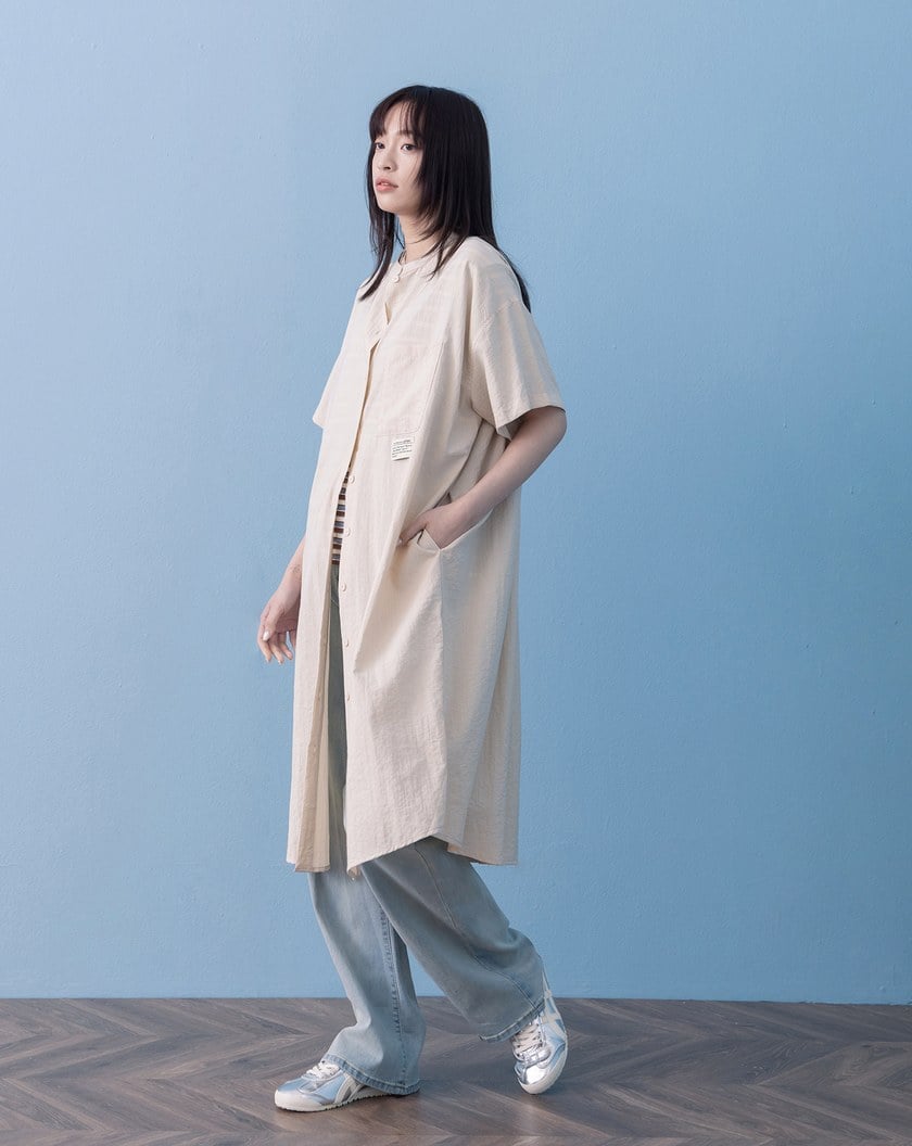 ➤開襟小立領直筒洋裝(兩色)