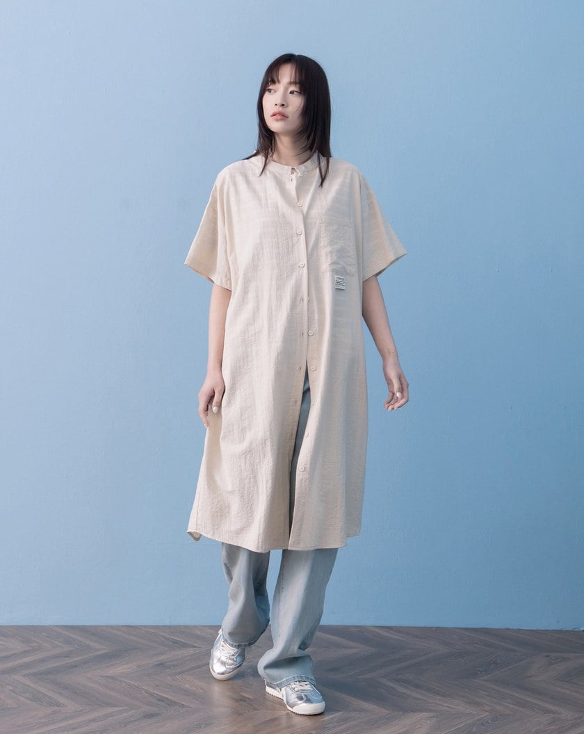 ➤開襟小立領直筒洋裝(兩色)