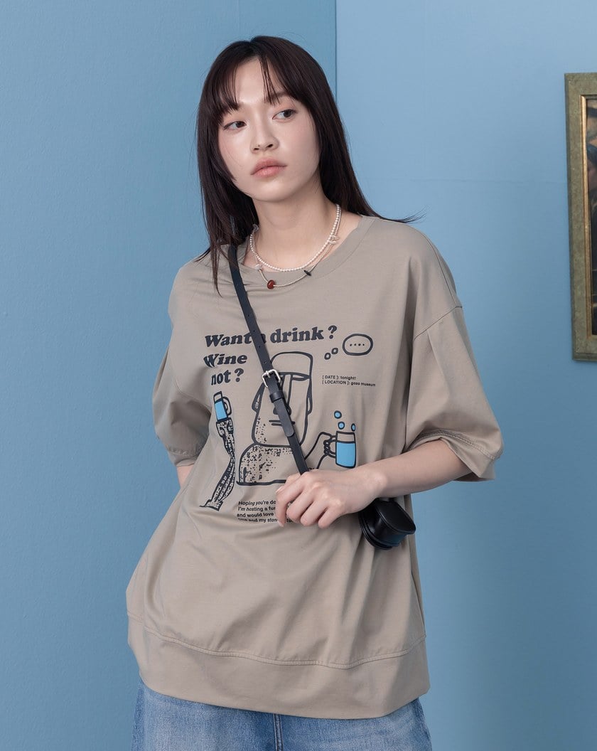 石像開派對澎袖涼感T恤(兩色)